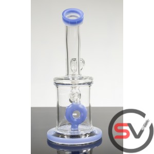 CURVED NECK COLORED RING GLASS WATER PIPE 8inch